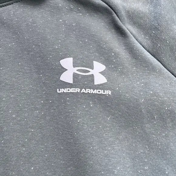Under Armour Rival Fleece Wrap Neck Pullover Green Gray Speckled Womens Medium - Picture 10 of 15